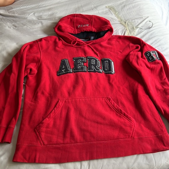 Aeropostale 87 Vintage Heavy Red Sweatshirt Hoodie Y2K Size Medium Mens Unisex - Picture 8 of 10